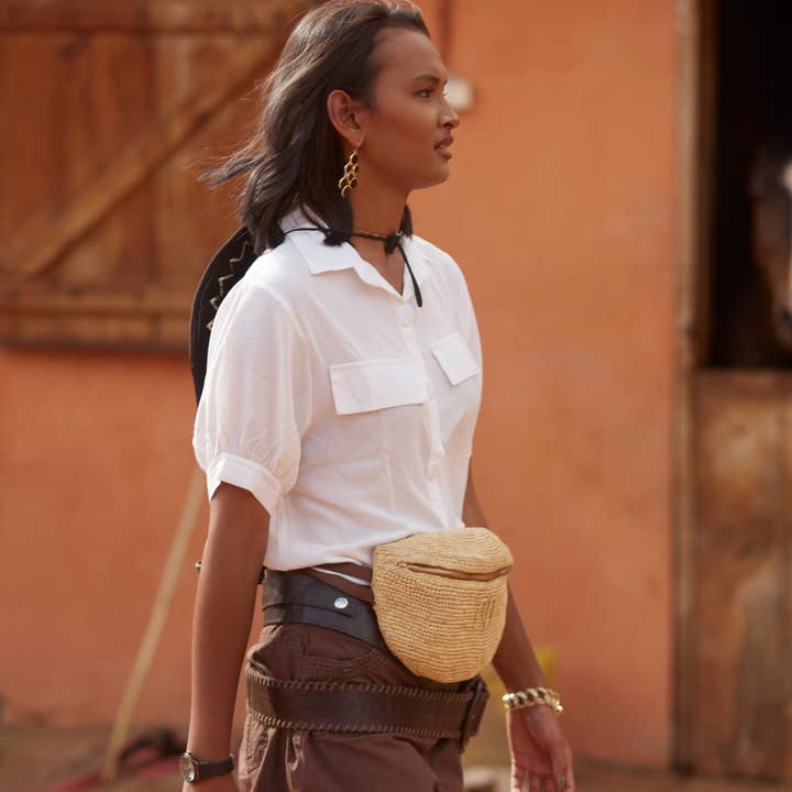 JELYNNE - Wholesale Belt Bag - Women's - Raffia Double-Wrap Belt Bag1