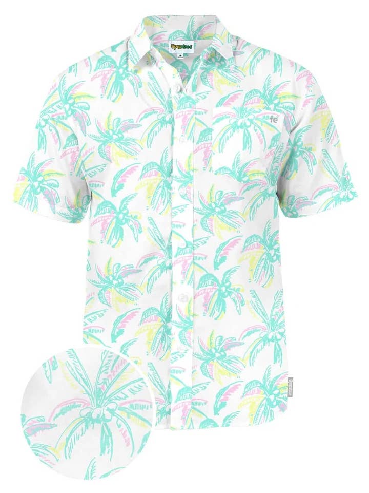 Chemise hawaïenne de vacances vibrantes - Chemise tropicale boutonnée pour homme pour la vente par Tipsy Elves