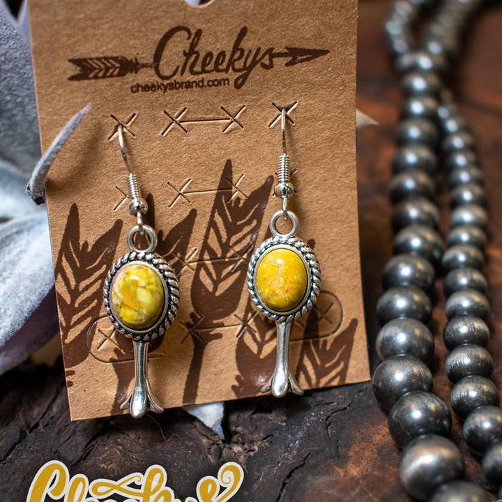Cheekys Brand - Wholesale Dangle Earrings - The Callahan Squash Blossom Earrings in Deep Mustard