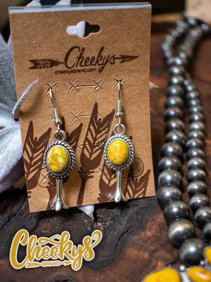The Callahan Squash Blossom Earrings in Deep Mustard for wholesale by Cheekys Brand