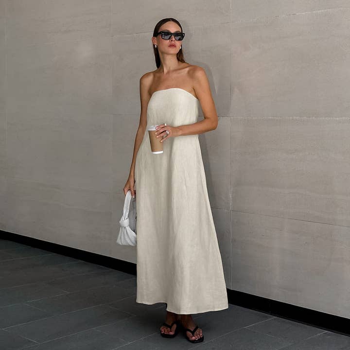 Marayn - Wholesale Dress - Women's - French Riviera Chic Linen Sundress6