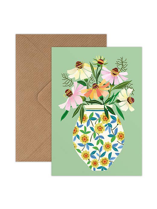 Carte de vœux Pot de Printemps pour la vente par Brie Harrison Ltd