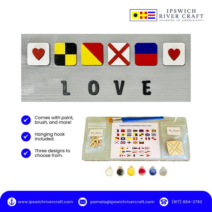 Wholesale Kids Nautical Flag Paint Set - LOVE for wholesale by Ipswich River Craft