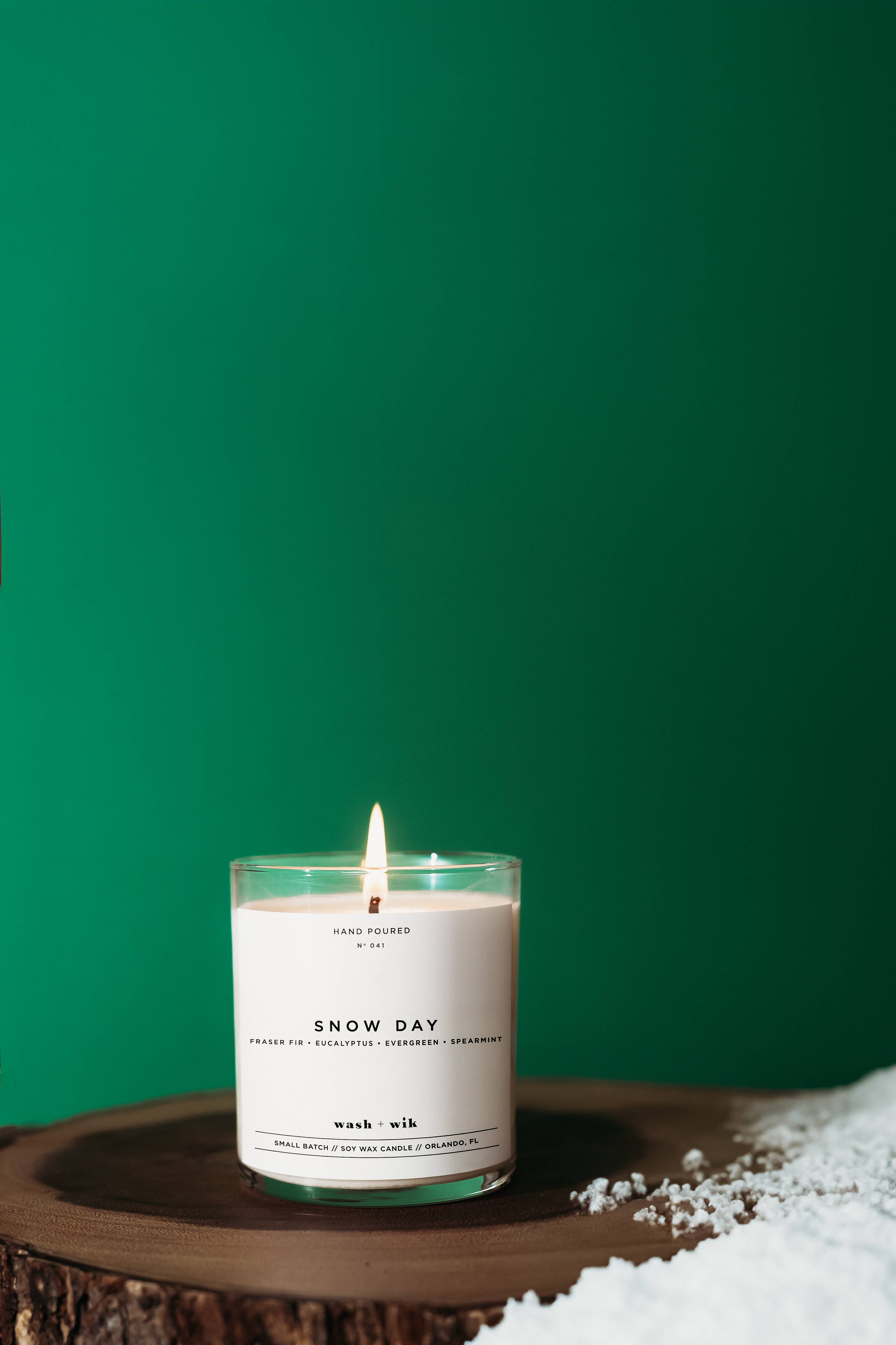 Wash and Wik - Wholesale Jar/Filled Candle - Snow Day Soy Wax Candle | Fraser Fir | Eucalyptus - 1 Wick