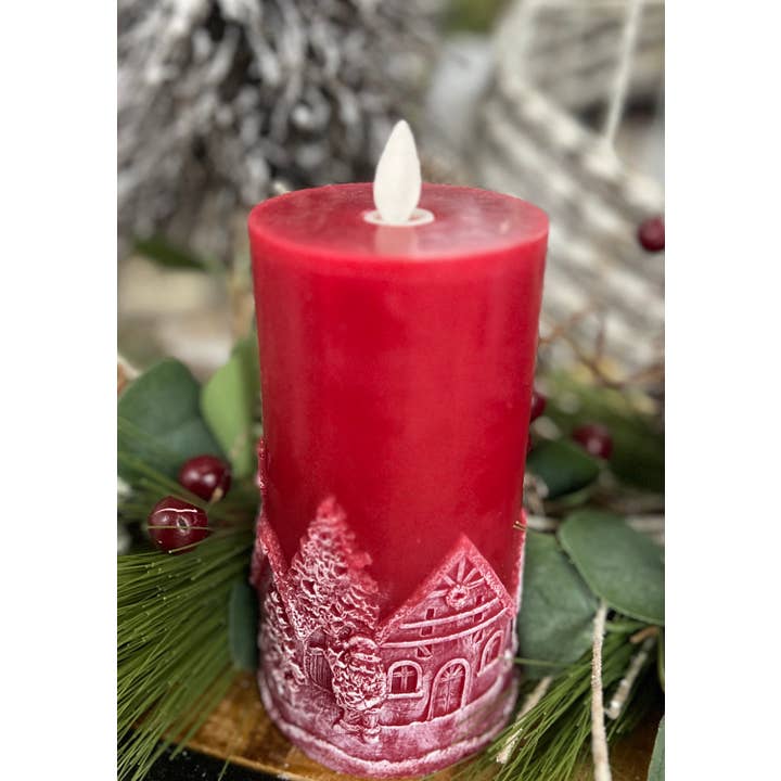 Wholesale Home Decor - Wholesale Flameless Candle - Holiday Red 3D Moving Flame Candle 3x6in