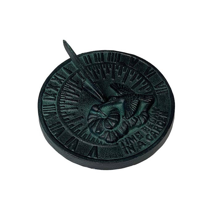 Rome Garden - Wholesale Outdoor Ornament/Decor - Rome Cast Iron Hummingbird Sundial, 7 1/4" dia, #2532