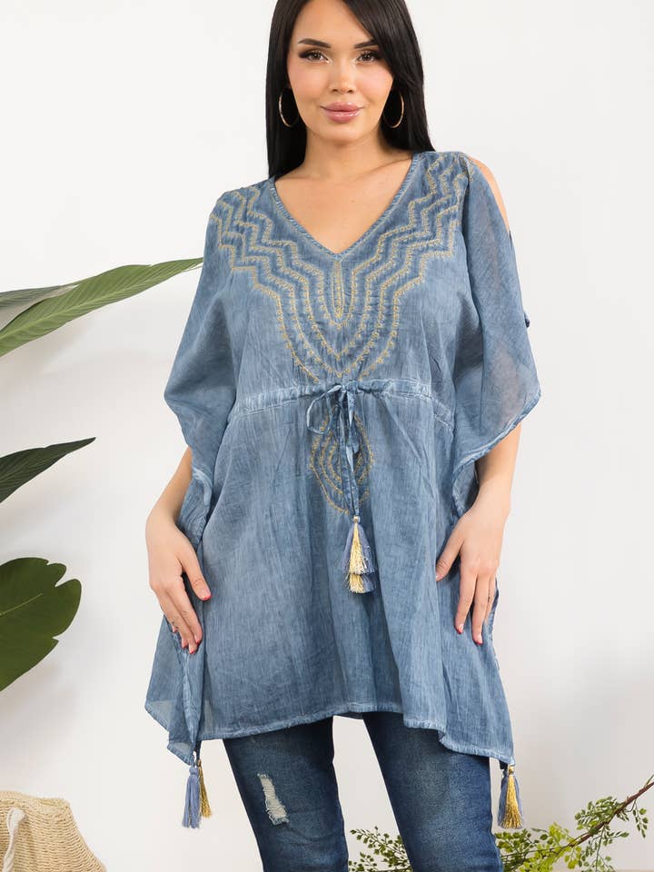 00133 Top Túnica Boho Bordado por atacado de H&H Fashion Inc.