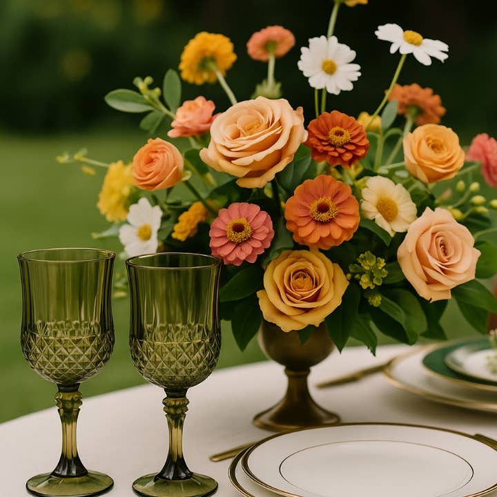 Elan Bazaar - Wholesale Disposable Cup - 36 Sage Green Vintage Style Heavy Duty Plastic Goblets 1