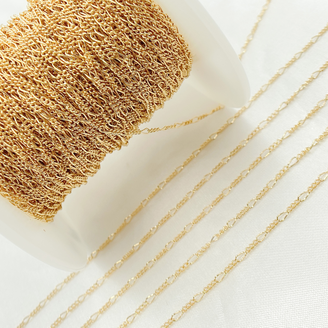 Jewels & Chains – wholesale Kedjehalsband – 14k guldfylld Figaro-kedja, länkstorlek 3x1,5 mm - 2 mm, säljs per fot4