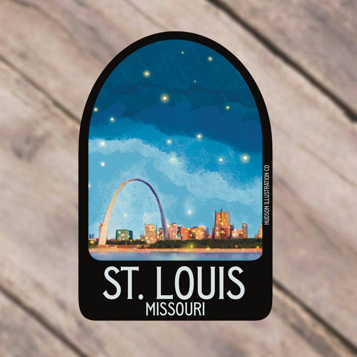 St. Louis Missouri Sticker/Magnet/Print/Postcard for wholesale by Hudson Illustration Co - About Town Co