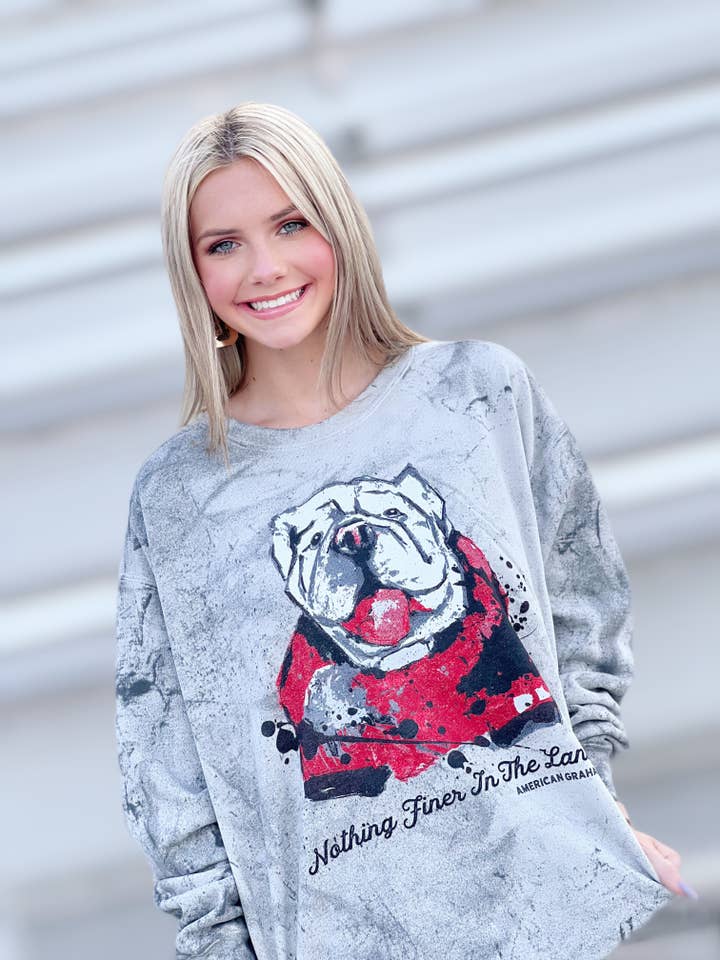 American Graham Apparel - Wholesale Graphic Sweatshirt - Women's - Nothing Finer Graphic Sweatshirt, GEORGIA BULLDOGS/ UGA/ Ath