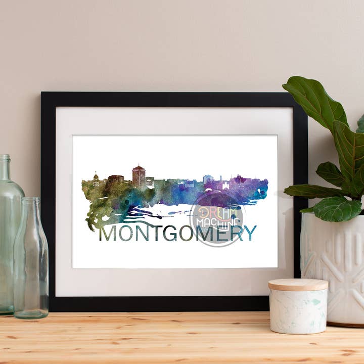 Montgomery Watercolor Skyline, Montgomery Watercolor Skyline, Montgomery Watercolor Art, Montgomery Watercolor Poster, Montgomery Print WCS96 for wholesale by DreamMachine Prints