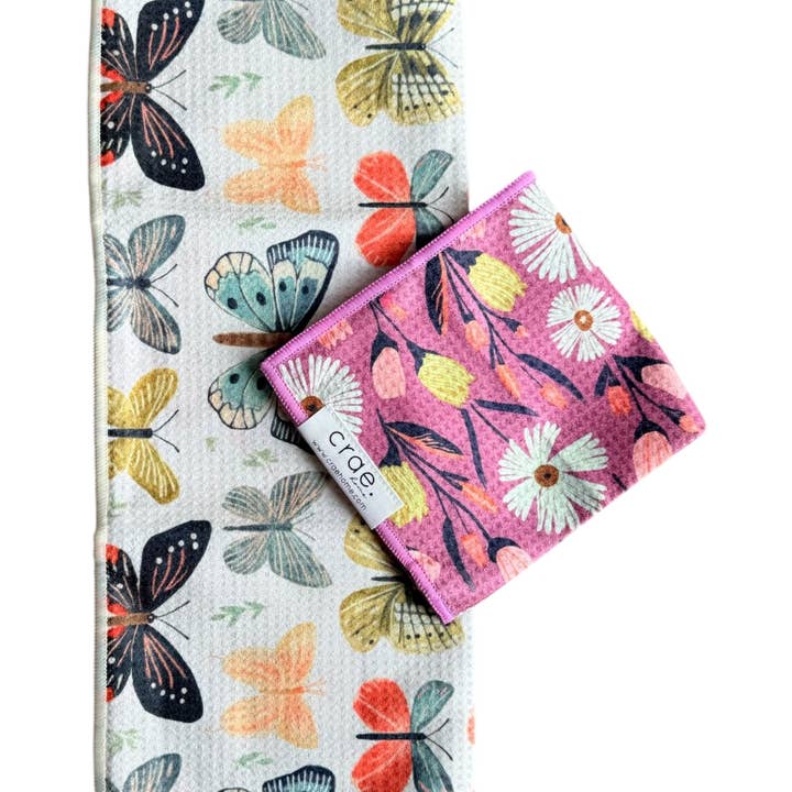 Crae.Home - Wholesale Towel Set - Wings/Flower Farm: Double Sided-Hand Towel Washcloth Set