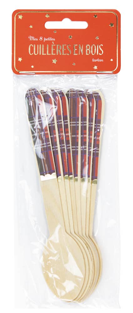 Tim&Puce Factory - Wholesale Table Spoon (Cutlery) - TARTAN WOODEN SPOONS X 81