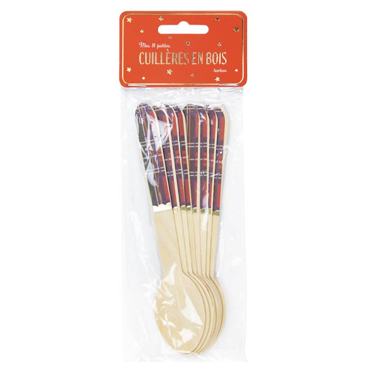 Tim&Puce Factory - Wholesale Table Spoon (Cutlery) - TARTAN WOODEN SPOONS X 81