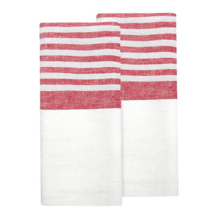 Brittany White & Red Tea Towels 20x30 - Set of 2 for wholesale by Couleur Nature