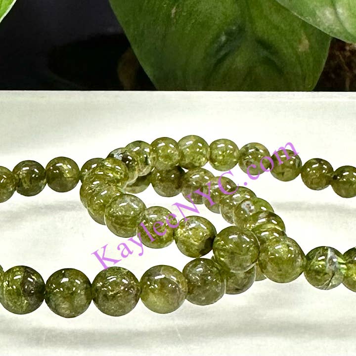 KayleeNYC – Pulseira de missangas por atacado – Pulseira Elástica de Cristal Natural de Peridoto 6-7mm ~7”2