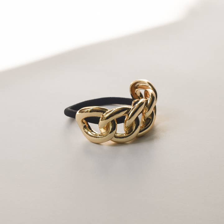 nar'sha - Wholesale Hair Tie - Chain Metal Ponytail Cuff Hair Tie | Gold