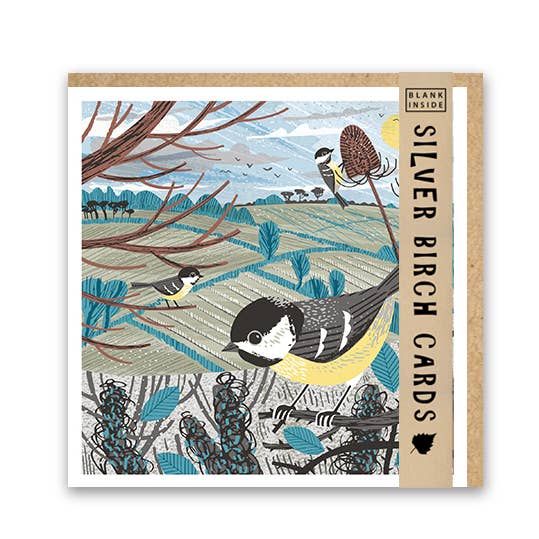 Silver Birch Cards – wholesale Everyday greeting card – Blank Greeting Card ''Winter Coal Tits"2