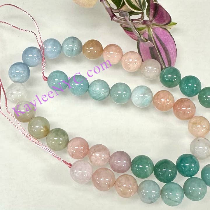 KayleeNYC - Vendita all'ingrosso Perline - Perle di cristallo di morganite naturale e amazzonite da 10 mm4