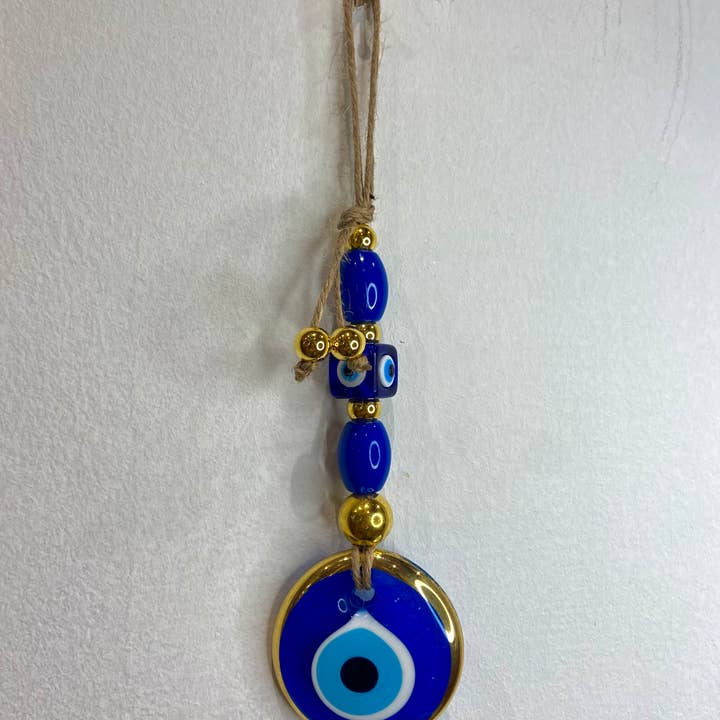 Latypic - Venta al por mayor Artículo decorativo de mesa - Mini oro azul medianoche - Ojo protector hecho a mano - Turquía