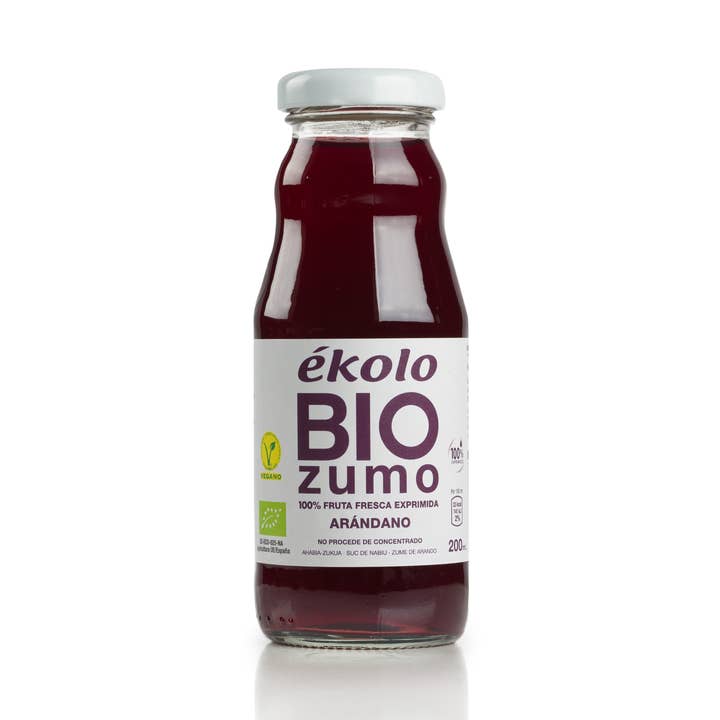 Zumo de Arándanos Ecológico, 100% exprimido, 12 ud. x 200 ml para venta al por mayor de ekolo