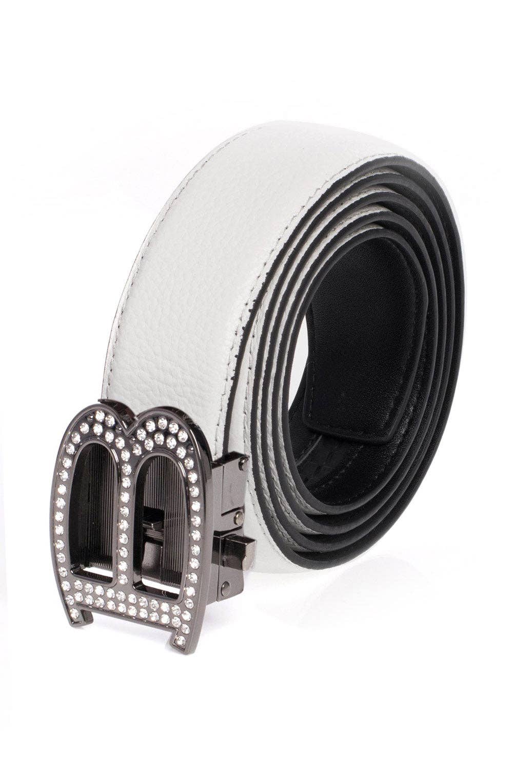 BARABAS – wholesale Belt – Men's – Men's Rhinestone B Letter Buckle Leather Belt BK8100