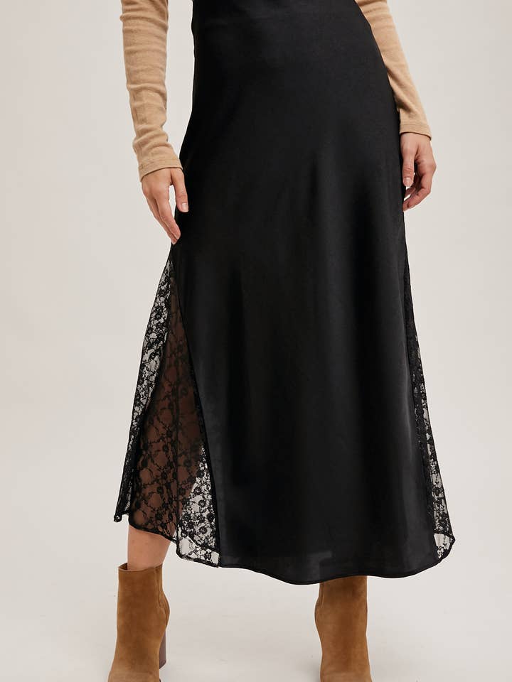 Bluivy – wholesale Skirt – Women’s – LACE TRIMMED MID-RISE SATIN MIDI SKIRT25