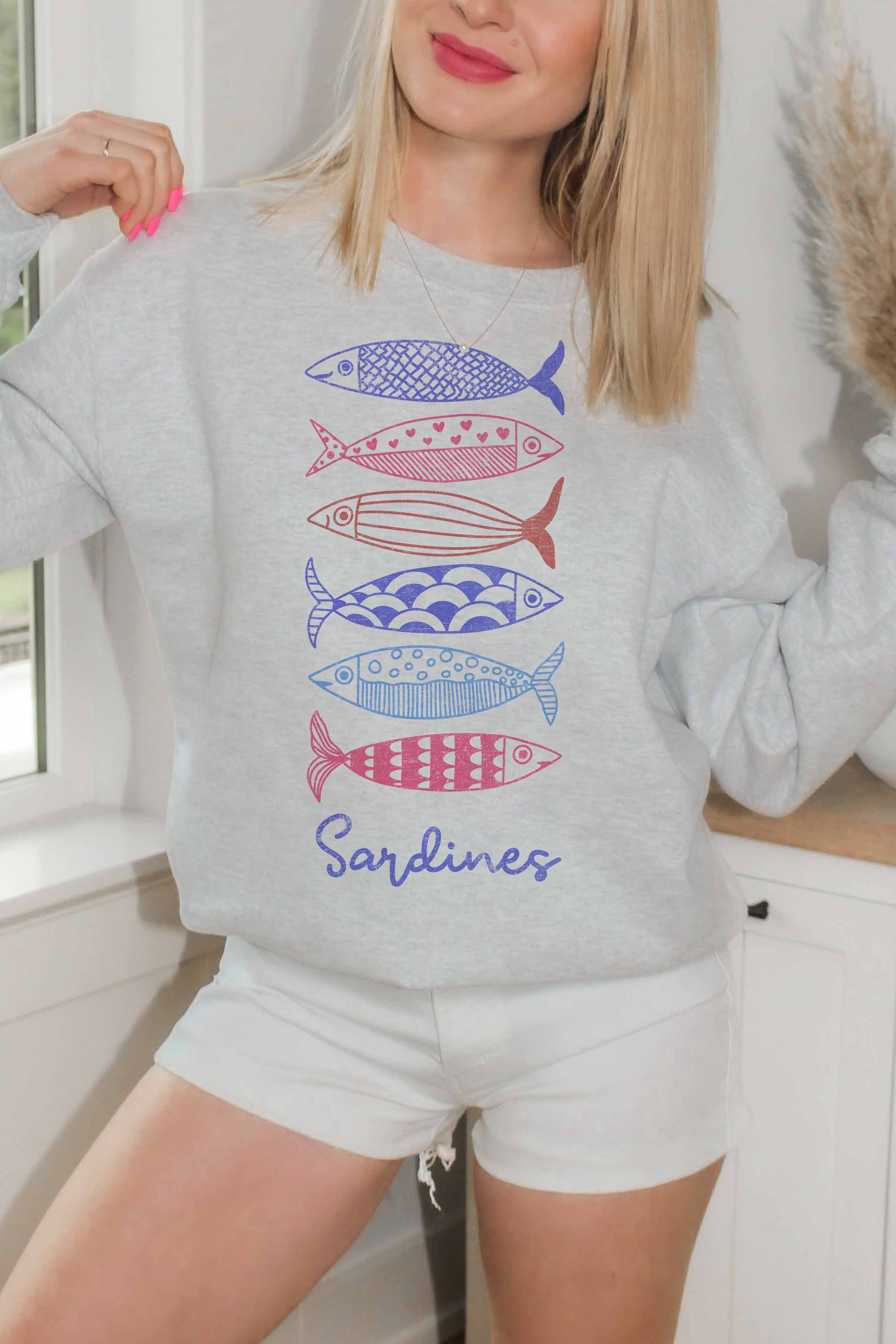 GOOD DAY STREET - Wholesale Graphic Sweatshirt - Women's - [G2079X-OSS]-SARDINES OVERSIZED SWEATSHIRTS1