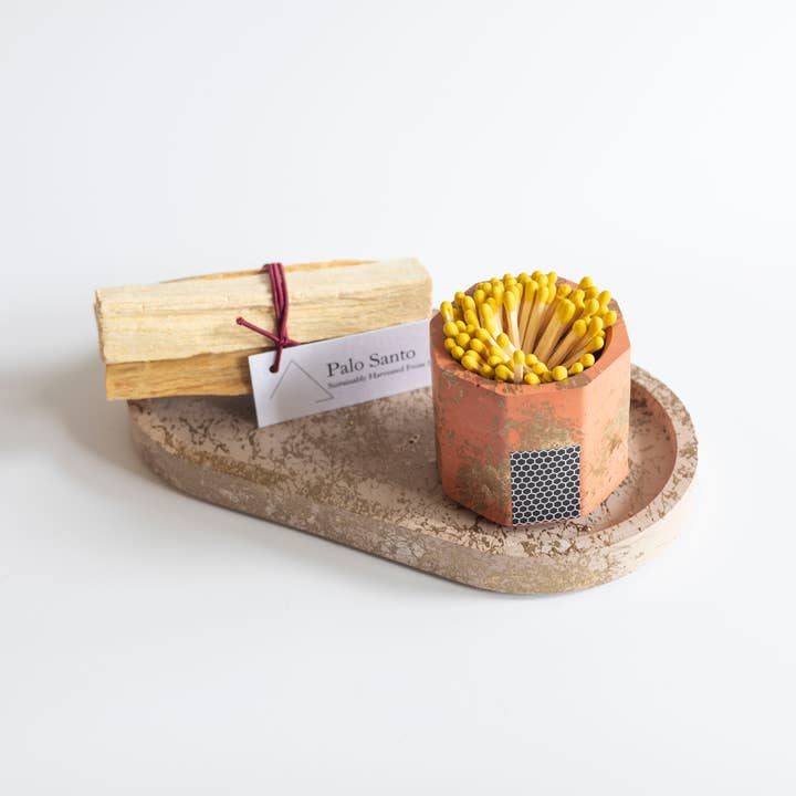 Ensemble de plateaux à bougies en brique d'automne, marron et or avec Palo Santo pour la vente par Tenn Prairie