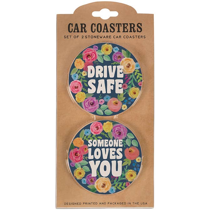 "Drive Safe" Car Coaster Set for wholesale by Gift & Garden by Carson