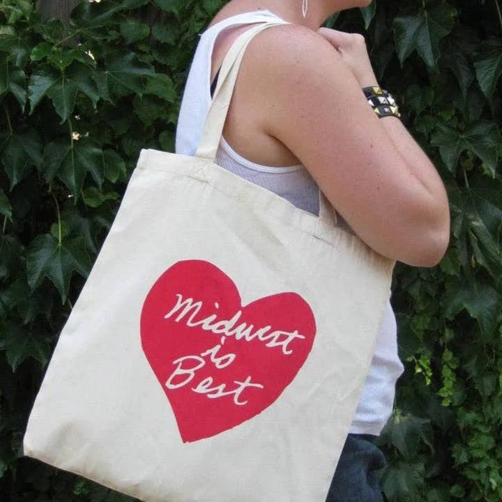 Midwest er bedst skærmprintet mulepose for engroshandel hos Megan Lee Designs