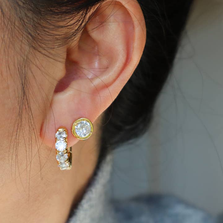 HYE JANE - Wholesale Huggie Earrings - Silver Veronica Lodge Chubby Pave Huggie1