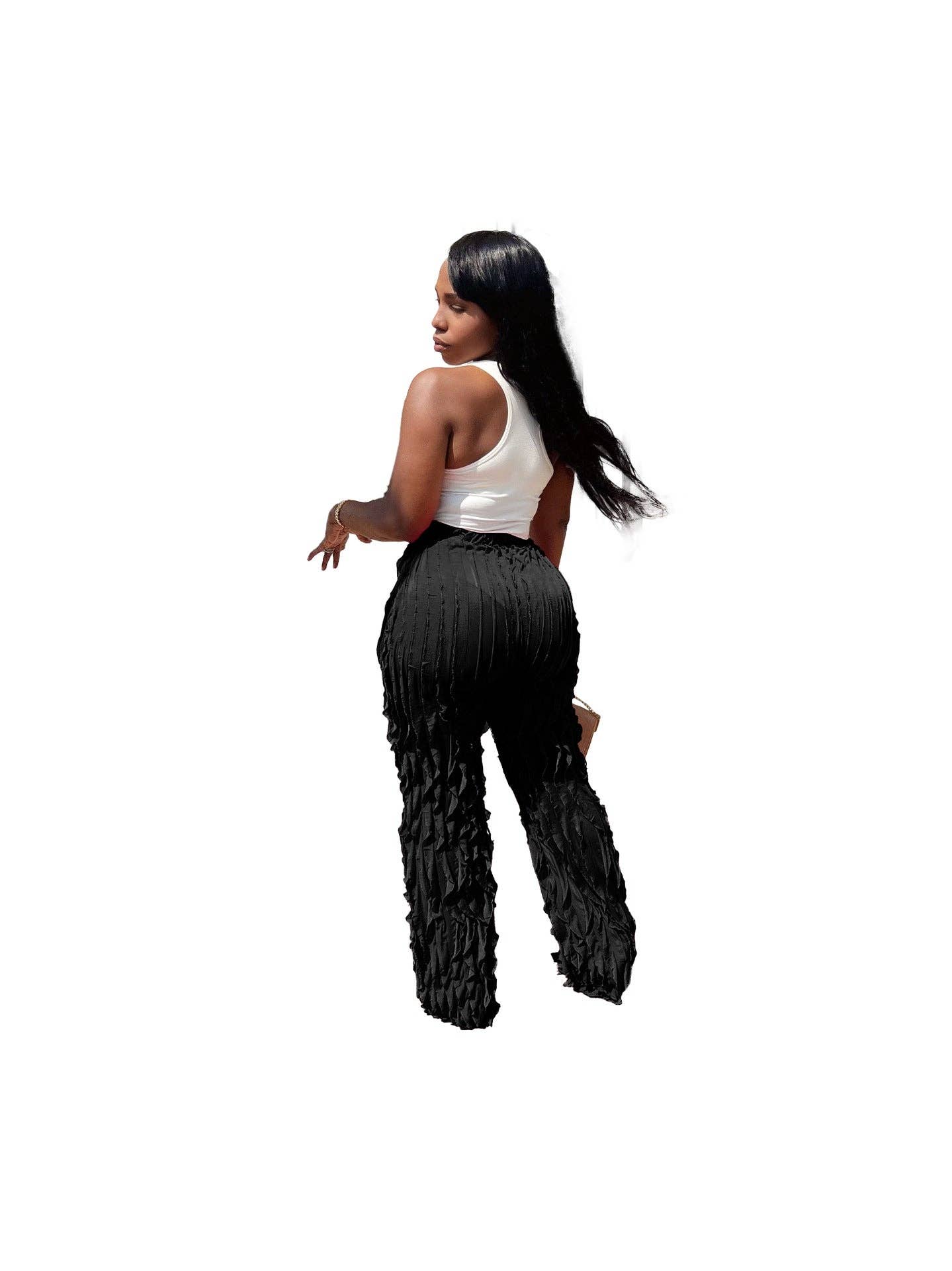 MB Fashion Wholesale - Wholesale Pants - Women's - MB FASHION High-Waisted Ruffle Wide-Leg Pants 1873LY42