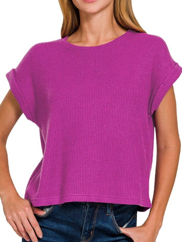 Camisola de manga curta com gola redonda por atacado de Vanilla Monkey