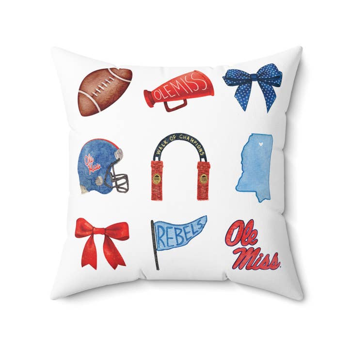 Ole Miss Fotbollsgrafik Fyrkantig Kudde för wholesale av Carper Creative Co.