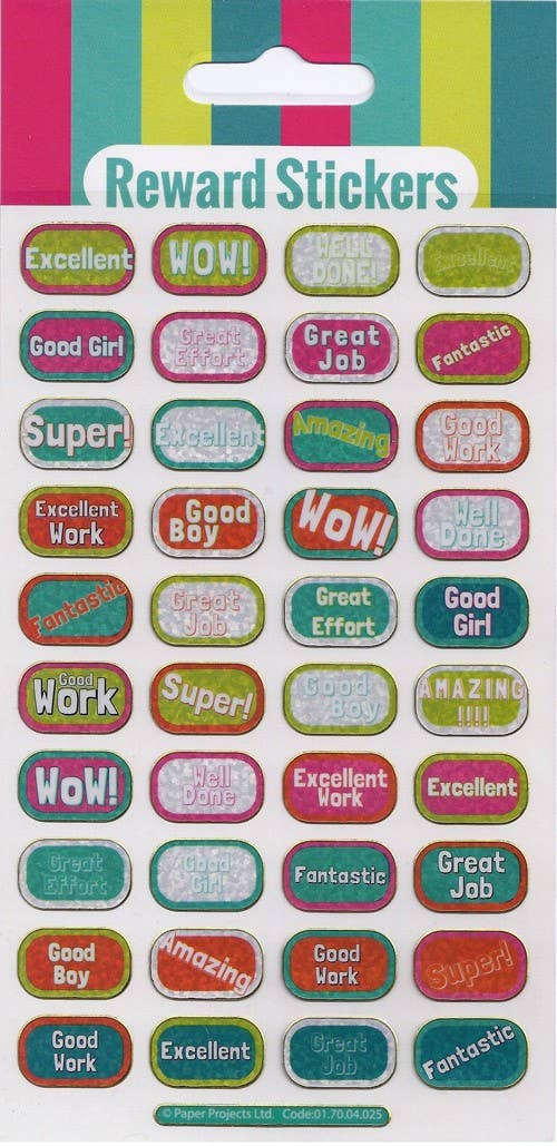Paper Projects Ltd – wholesale Sticker – Child & baby – Great Captions Reward Sparkle Stickers0