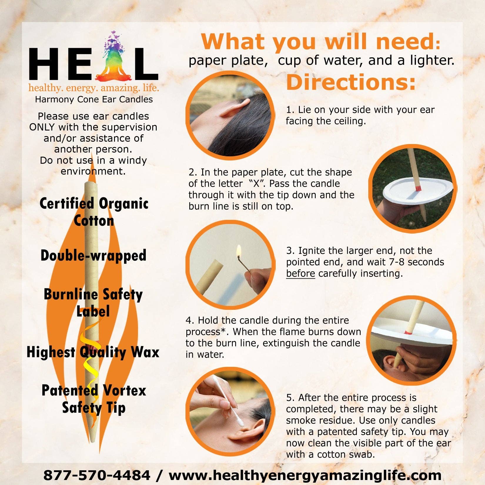 Healthy Energy Amazing Life - Vente Bougies/bougeoirs coniques - Bougies auriculaires non parfumées de Doc Harmony6