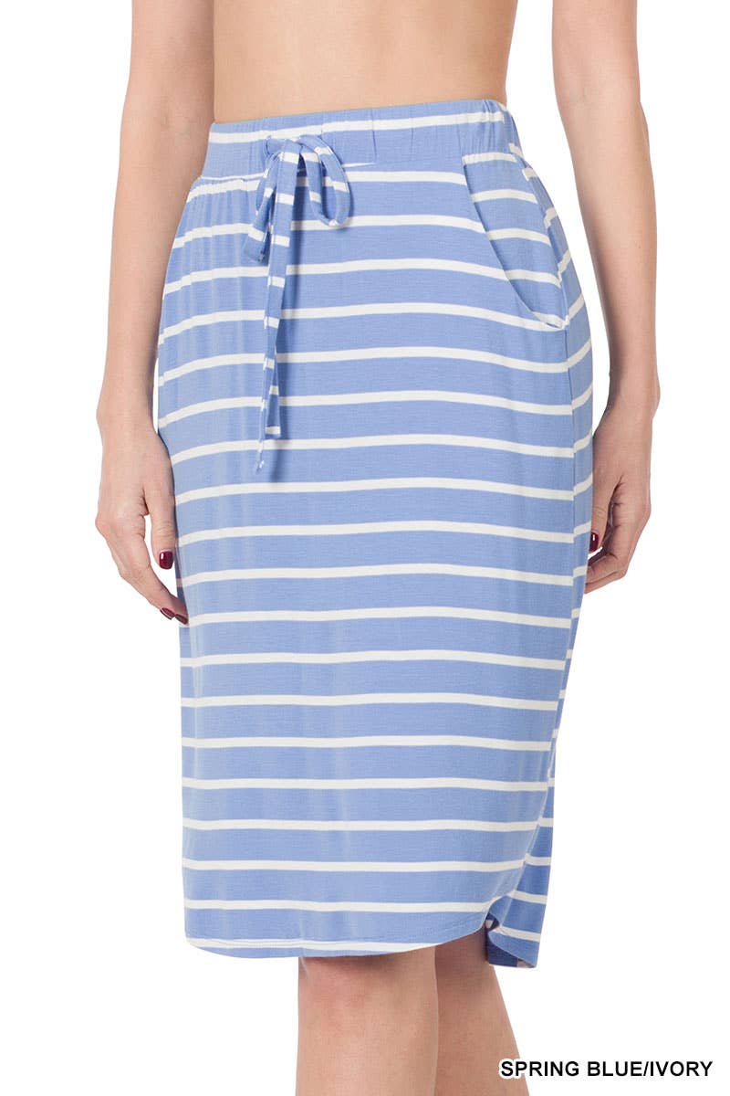 42POPS – Großhandel Rock – Damen – .Stripe Self Tie Tulpen-Saum Rock5