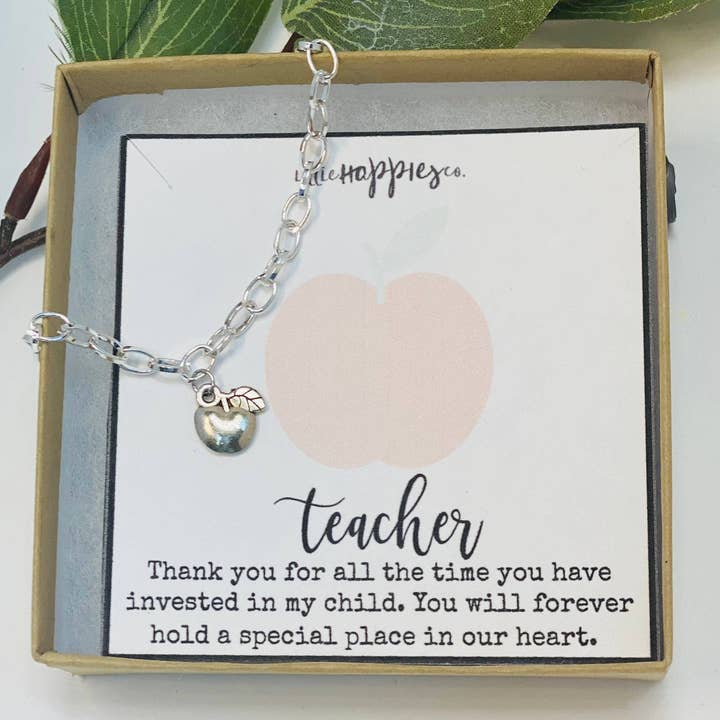 Little Happies Co - Wholesale Charm/Dangle Bracelet - Teacher bracelet, Apple bracelet, Teacher gifts, Best teacher gifts, Apple charm bracelet, Christmas gift for teachers, Teacher birthday