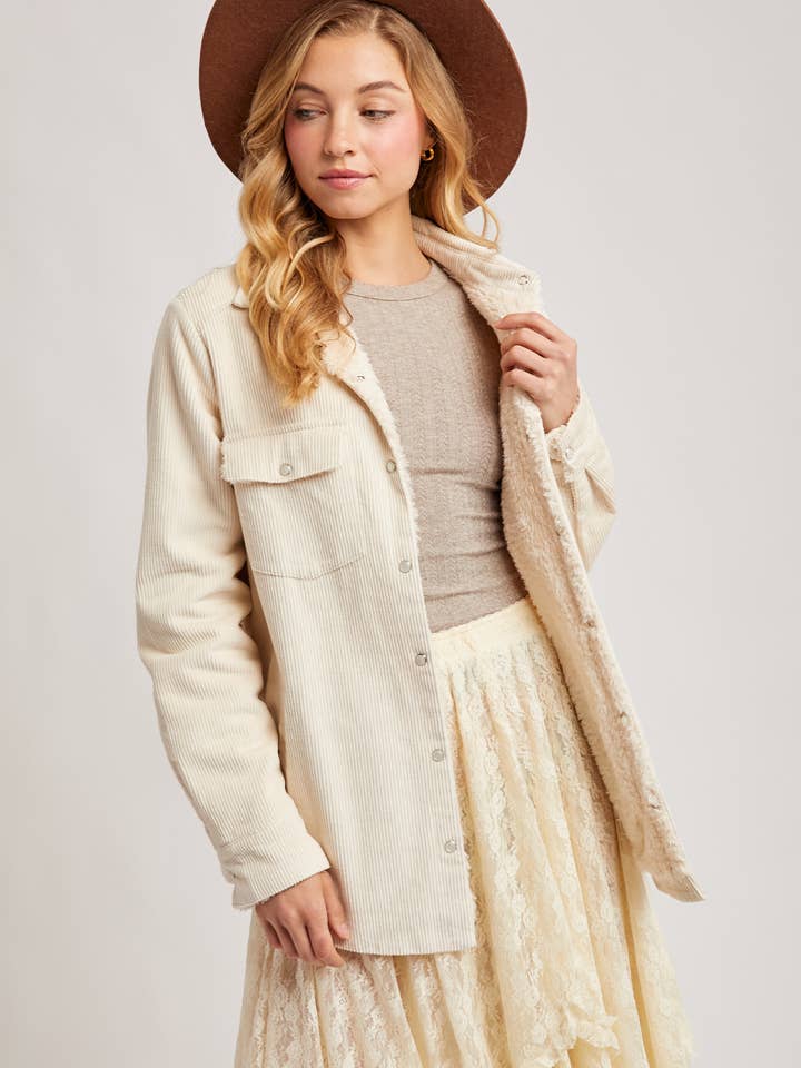 Bluivy - Wholesale Shirt Jacket/Shacket - Women's - CORDUROY SHERPA-LINED JACKET29