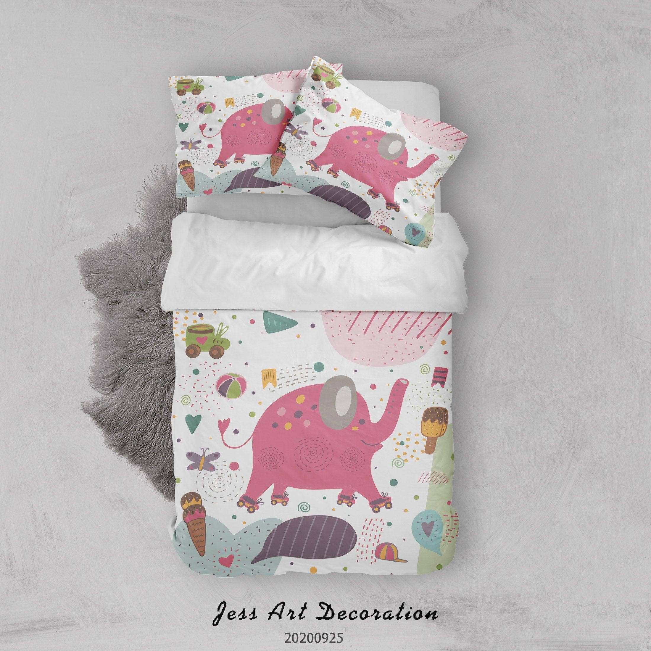 Jess Art Decoration – wholesale Bedding set – 3D Cartoon Animal Baby Elephant Pattern Quilt Cover Set Bedding Set Duvet Cover Pillowcases WJ 64501