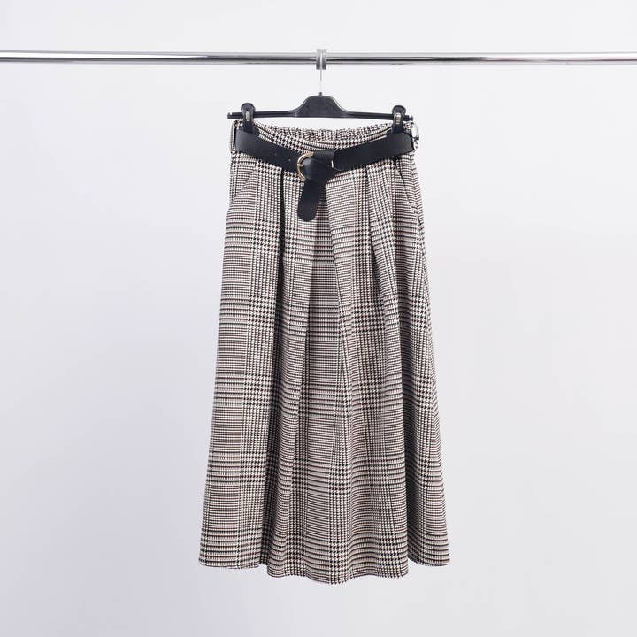 Cecile Wang – wholesale Kjol - Dam – Rutig A-line kjol med bälte TDM52123-122