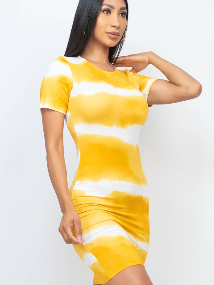 CAPELLA APPAREL - Wholesale Dress - Women's - Tie-dye Print Bodycon Dress