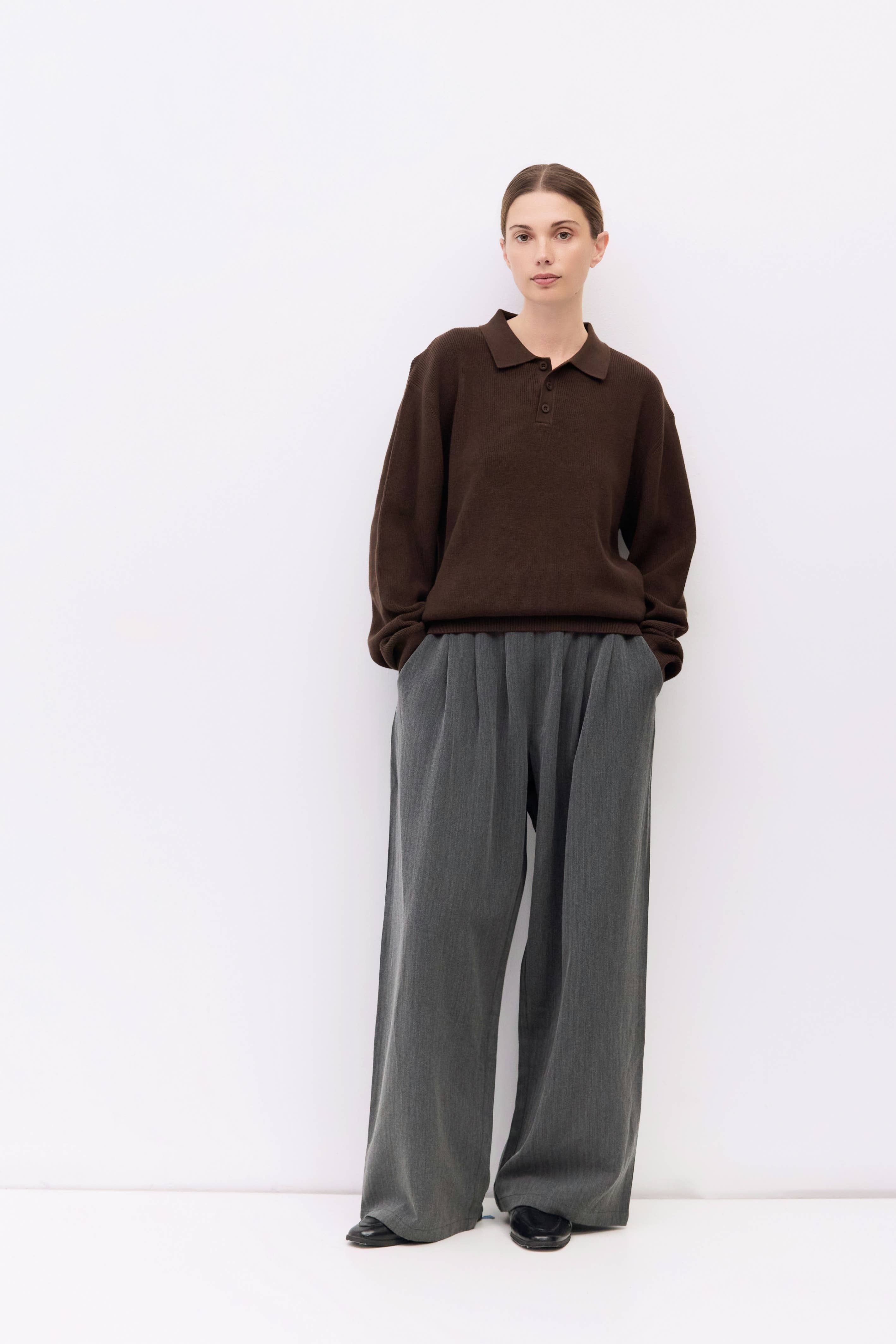 MOD REF - Wholesale Knit Sweater - Unisex - The Damien Sweater | Knit Polo Sweater Top15