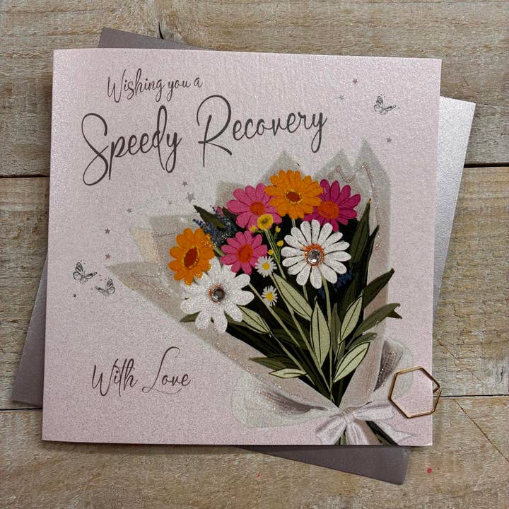 Speedy Recovery Get Well Daisy Flower Bouquet (DP119) for wholesale by White Cotton Cards