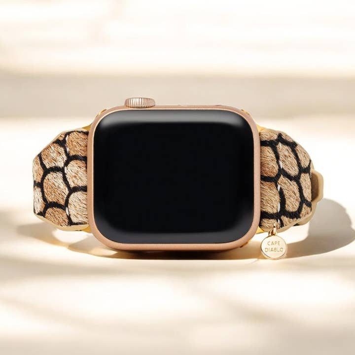 Midnight Scales Leather Apple Watch Strap for wholesale by Cape Diablo