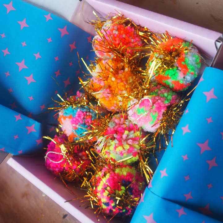 Fat Pom Poms - Wholesale Ornament set - MINI Tinsel Bauble Decorations4