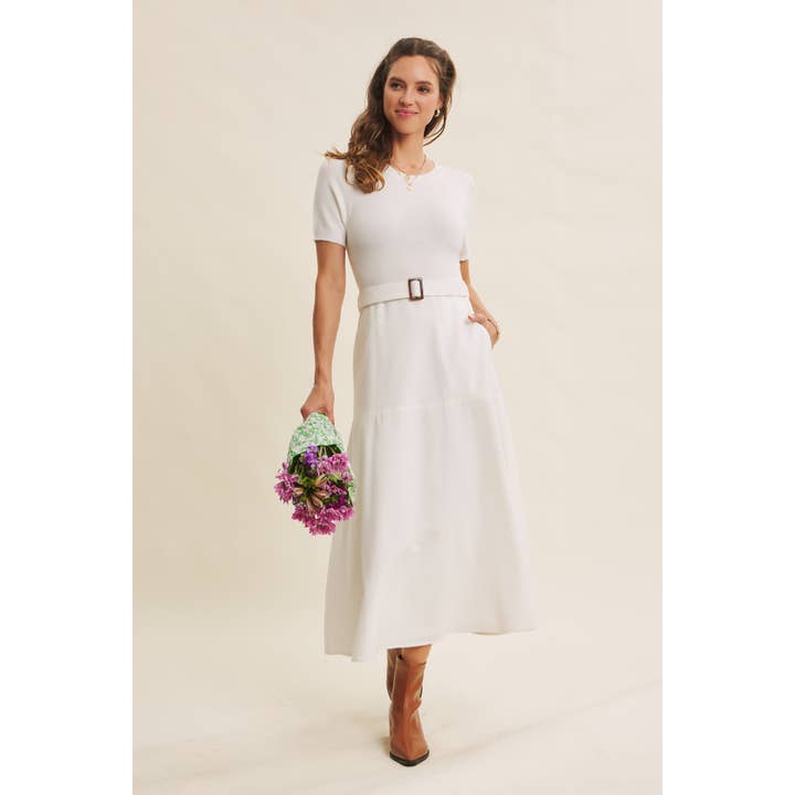 in february - Wholesale Dress - Women's - PHOTOGRAPHS LIKE A DREAM BELTED SWEATER TWOFER MIDI DRESS6