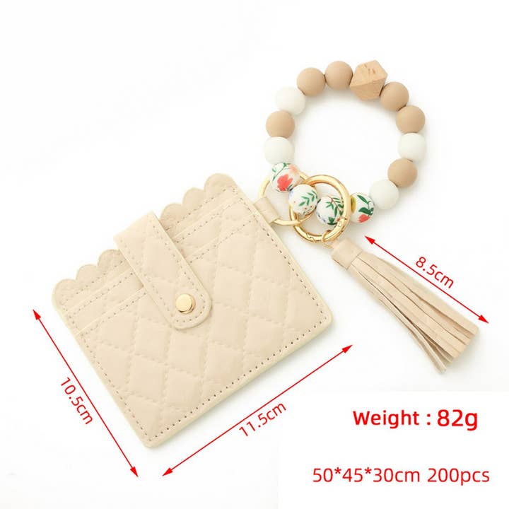 ACCITY - Wholesale Keychain Bracelet - SILICONE BEAD TASSEL BRACELET KEYCHAIN CARD BAG_CWAJE066513